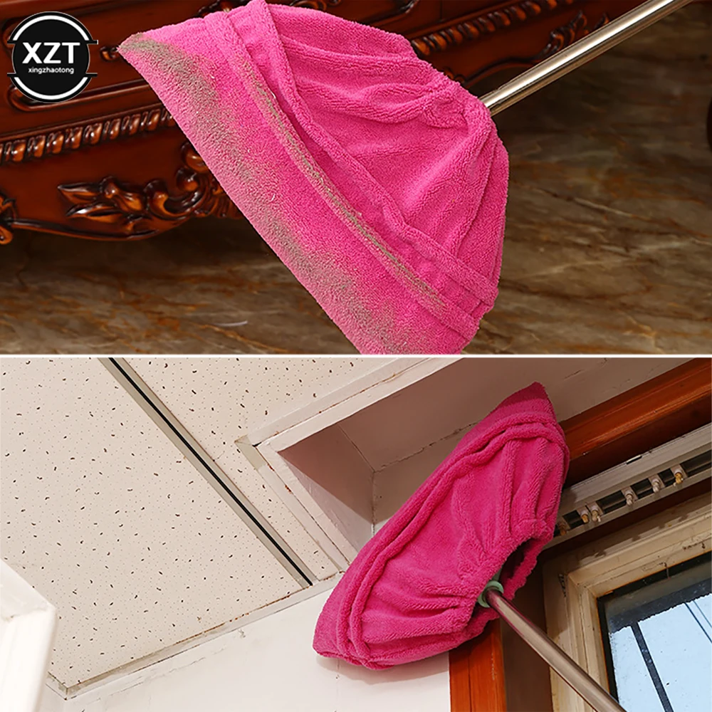 Description Picture 3 of item1Pcs Multi Function Coral Velvet Broom Cover Cloth Floor Mop with Reusable Microfiber Absorbent Household Cleaning Accessories
