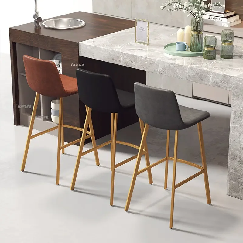 Nordic Iron Bar Chairs for kitchen Simple Bar Stool Home Furniture European Style High Stool Leisure Cafe Backrest chair A