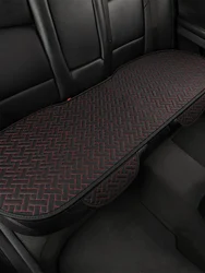 All - Season Universal Linen Car Seat Cushion - Breathable Driver's Seat Cover, Ergonomic Support, Set of 3 (Black red)