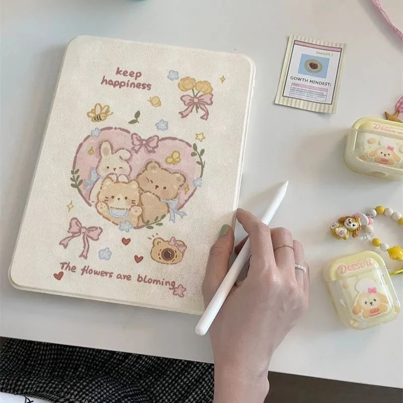 Cartoon Design 360-Degree Rotation Smart Tablet Cover with Pencil Holder