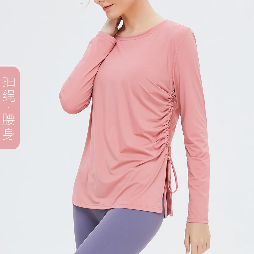 

New round neck loose long-sleeved sports top slimming running fitness clothes