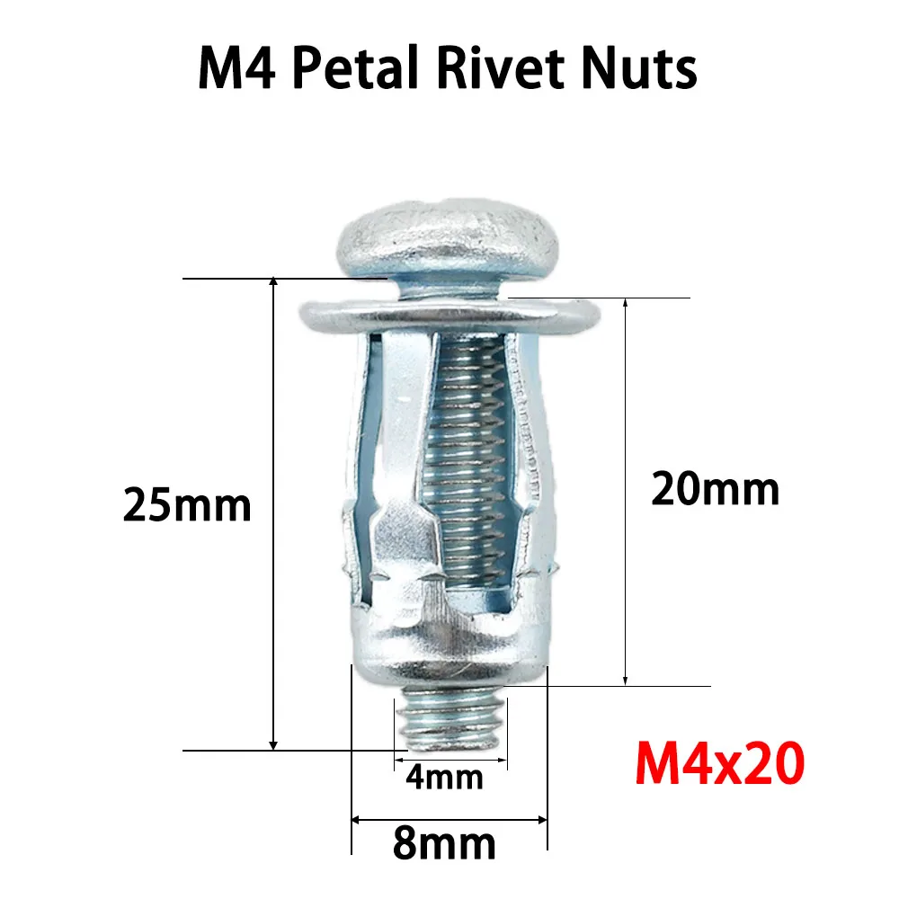 M4 M5 M6 M8 Petal Shape Metal Nut Expansion Screw Molly Jack Nuts Jacknut License Plate Fix Panel Clamp Lock Rivet Nut Rivetnut