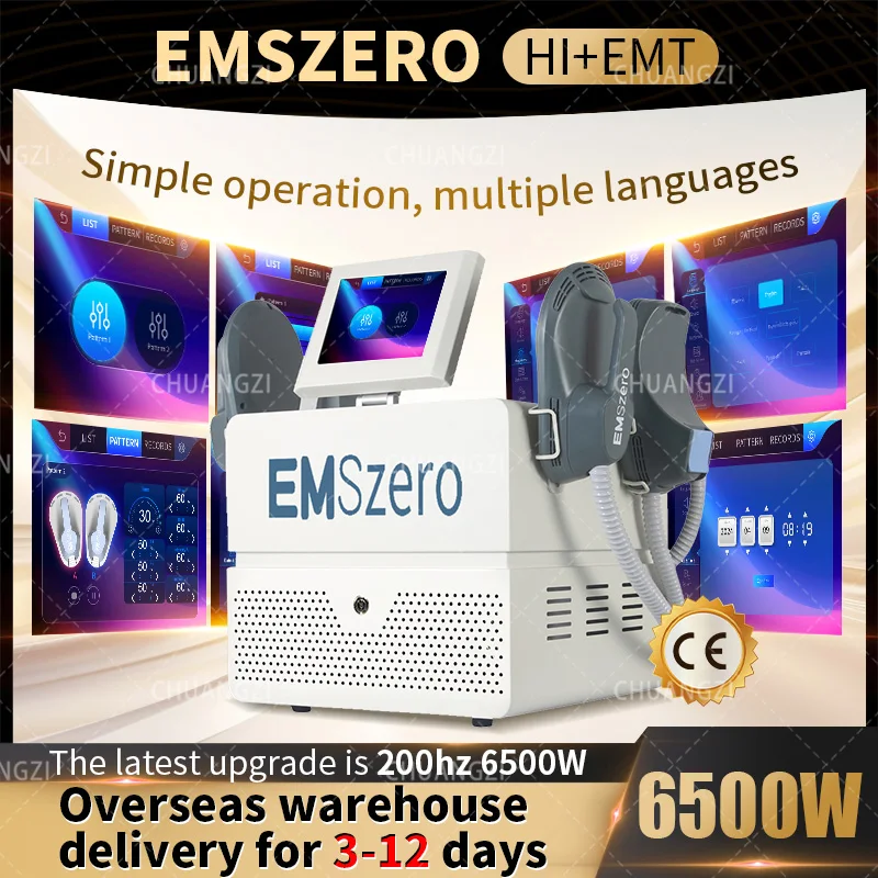 EMSzero RF 6500W 200HZ HI-EMT slimming machine muscle scuplting CE certification optional pelvic cushion muscle stimulator