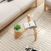 Glass Coffee Table, Mid-Century Modern Center Tables with Tempered Glass Top & Adjustable Rubber Wood Base, Small Coffee Table 4