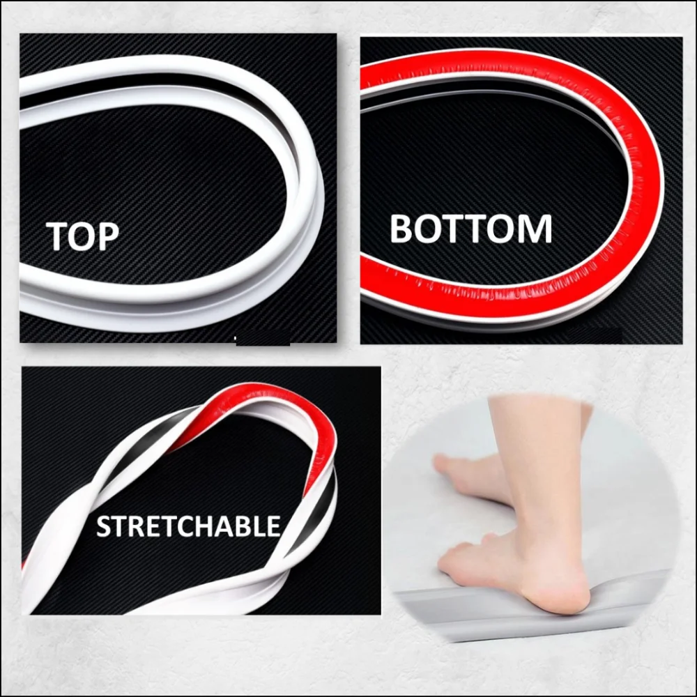 Shower Water Stopper Shower Water Barrier Water Barrier Strip Silicone Bendable Bathroom Waterproof Dry and Wet Separation Autohesion Shower Accessories