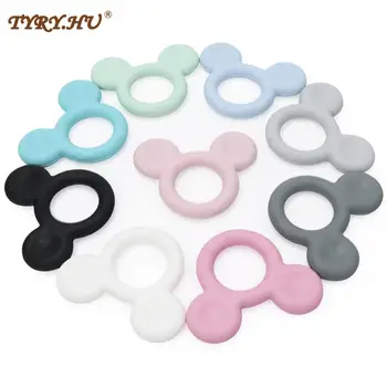 TYRY.HU 만화 아기 실리콘 미키 Teether 젖니 동물 설치류 DIY 아기 젖니 목걸이 장난감 식품 등급 실리콘 비즈, 1 피스