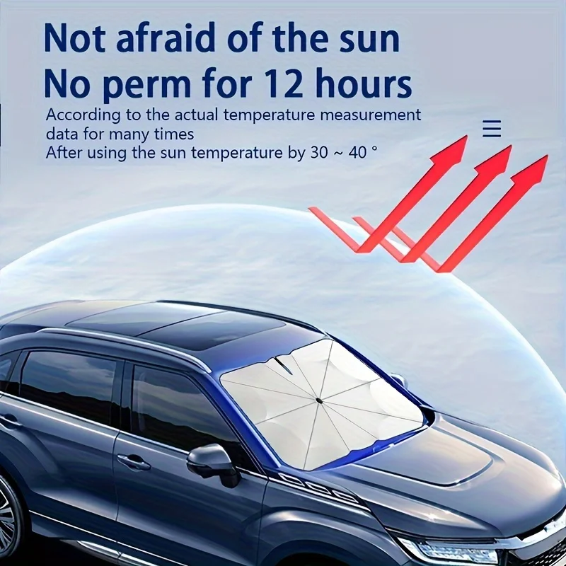 Upgraded Car Sunshade Windshield Rotation Bendable Handle Umbrella Front Window Cover for UV Ray Block & Sun Heat Protection