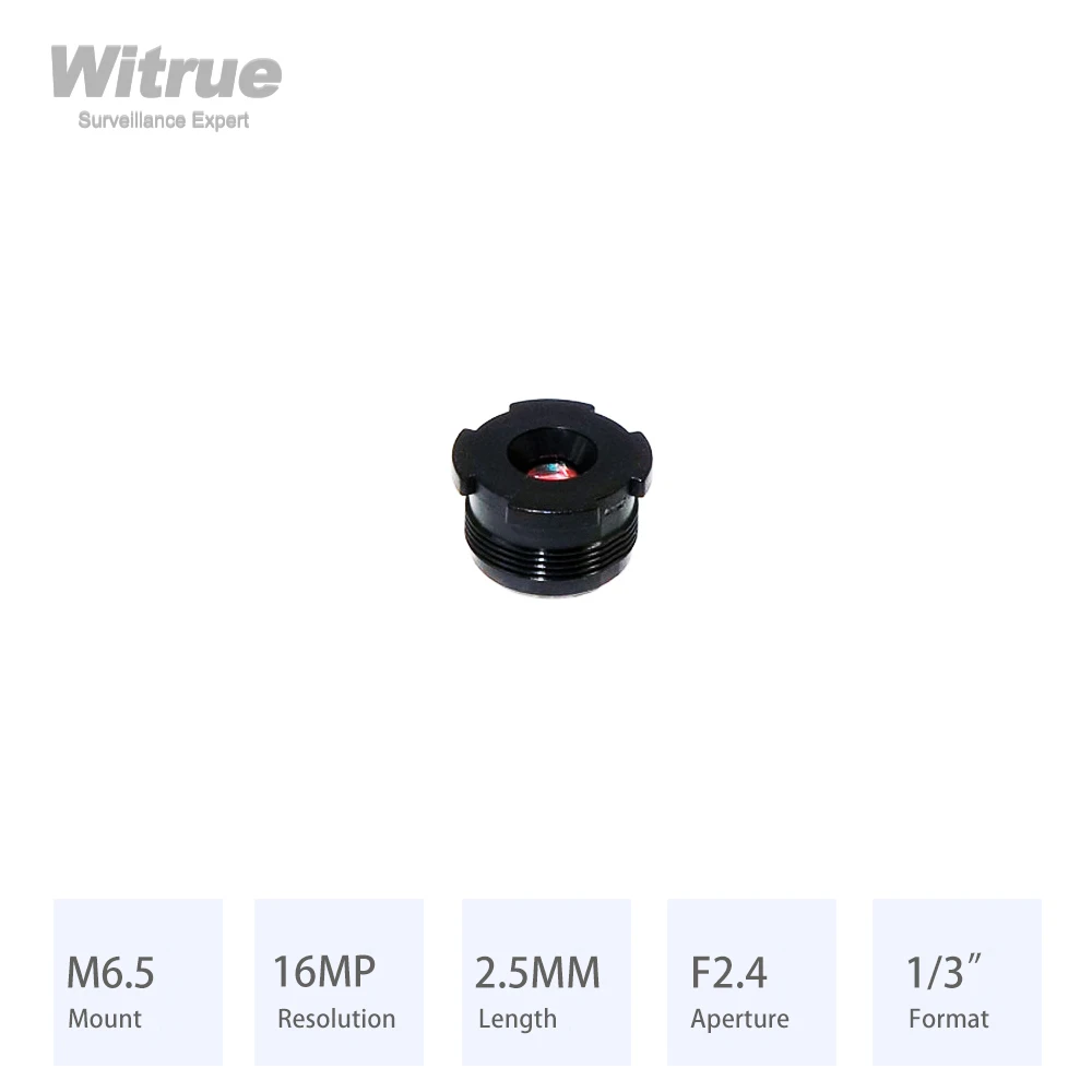 Witrue HD 4K Lens 16MP M6.5 Mount 2.5MM Aperture F2.4 Format 1/3