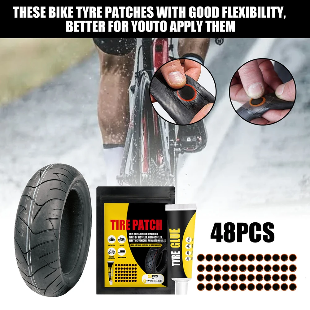 48Pcs Bike Tire Repair Patch Bicycle Inner Tube Patch Kits Repair