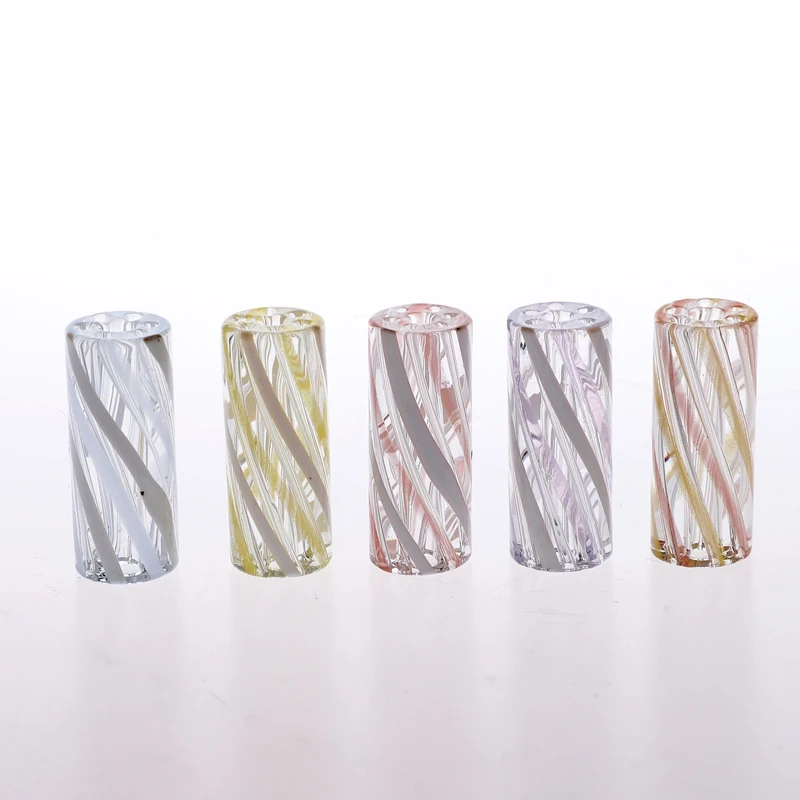 5pcs/box 7 Holes Wig Wag Screw Line Style White Mixed Red Smoking Glass Filter Tips Smoking Accessories