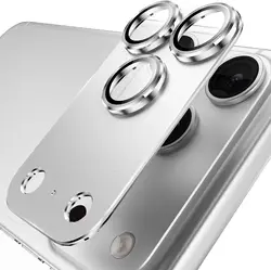 Cosmic Orange Metal Tempered Glass Camera Lens Protector Cover - iPhone 17 Pro Max (Silver)