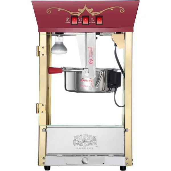 Matinee Popcorn Machine-8oz Popper with Stainless-Steel Kettle, Reject Kernel Tray, Warming Light, and Accessories by Great