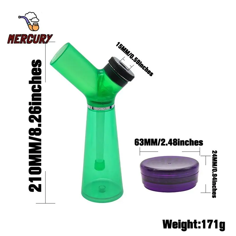 MERCURY 2 In1 Creative Acrylic Smoking Pipe Hookah Filter Pipes with Tobacco Grinder Tobacco Crusher for Smoking Accessories