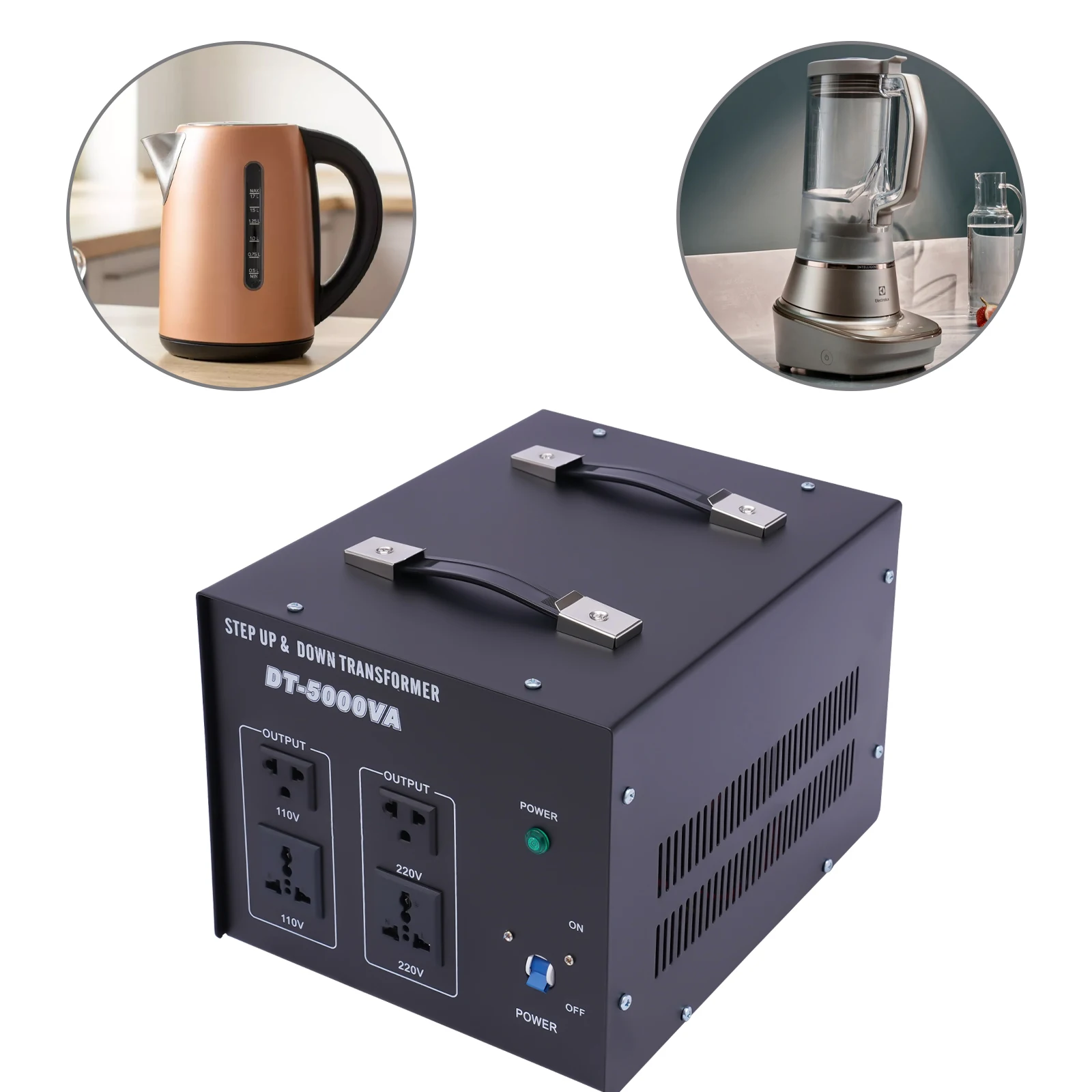 5000W Voltage Converter Transformer, Converts 110V to 220V or 220V to 110V, Safe and Efficient Power for Appliances