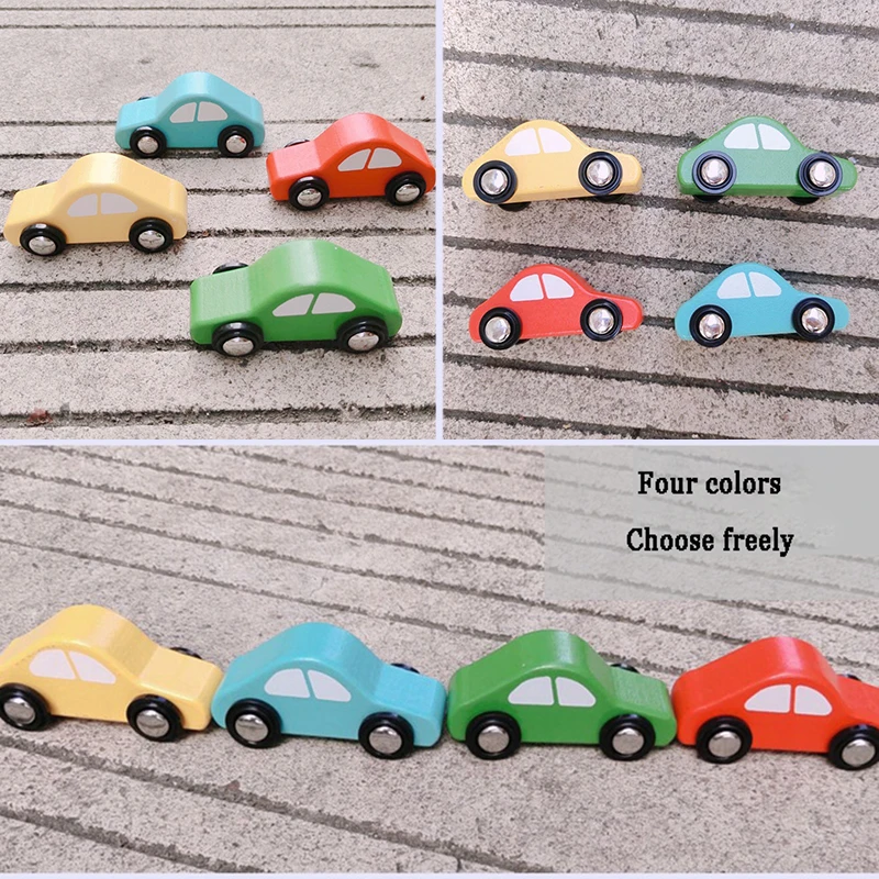 Children Wooden Gliding Car Toys Ramp Race Mini Slide Track Car Games Replacement Car Colorful Fun Model Vehicle Toys for Boys