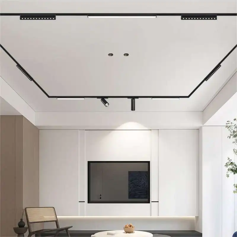 Remote Control LED Smart Track Lights Magnetic Rail Lighting Ultra Thin 6mm Surface Mounted Ceiling System Spodlight Floodlight 6
