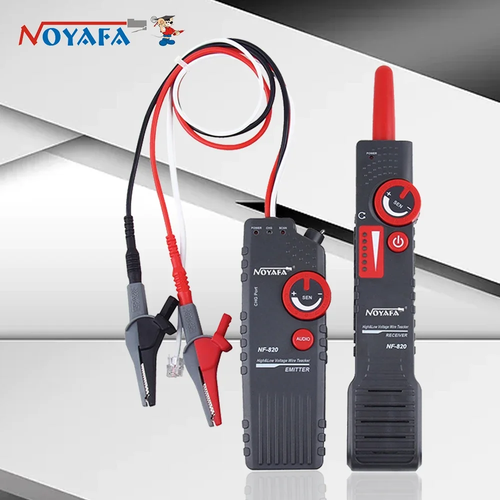 NOYAFA NF-820 Underground Cable Locator Alligator Clip Anti-Interference High&Low Voltage Wire Locator Network Wire Tracker