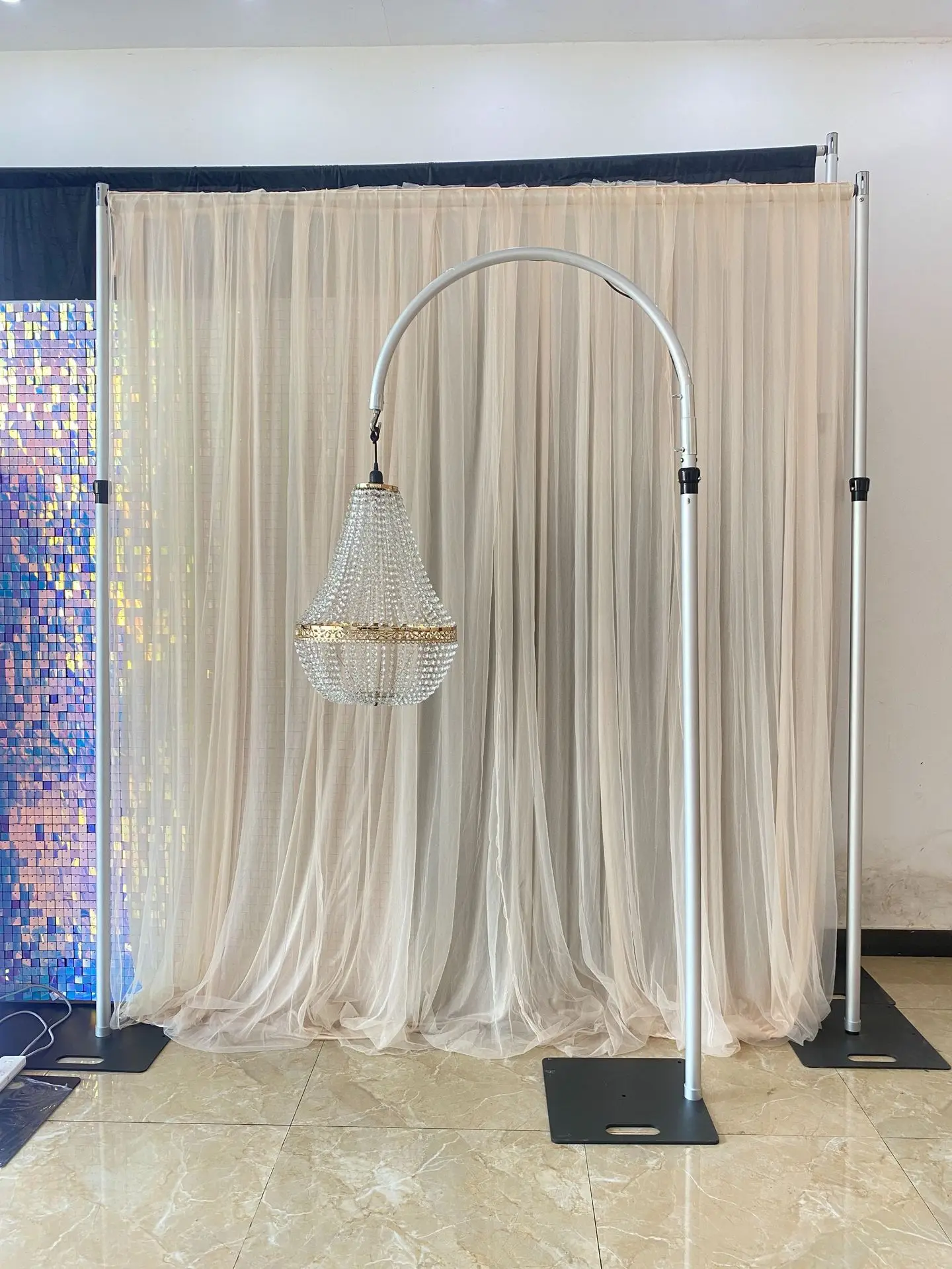 

2.4M Luxury Wedding Props Event Decor Light Crystal Chandelier Adjustable Hanger Skyhook Coupler