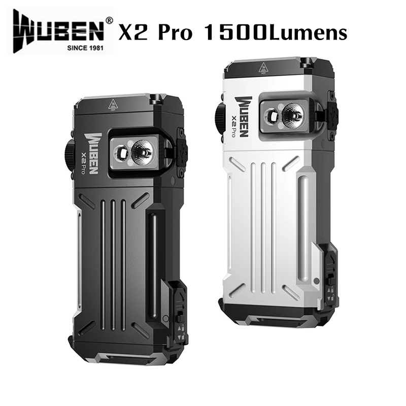 WUBEN X2 Pro Rechargeable EDC Flashlight 1500Lumens Portable Waterproof Torch With Spot and Flood, Pocket Clip and Magnetic Tail