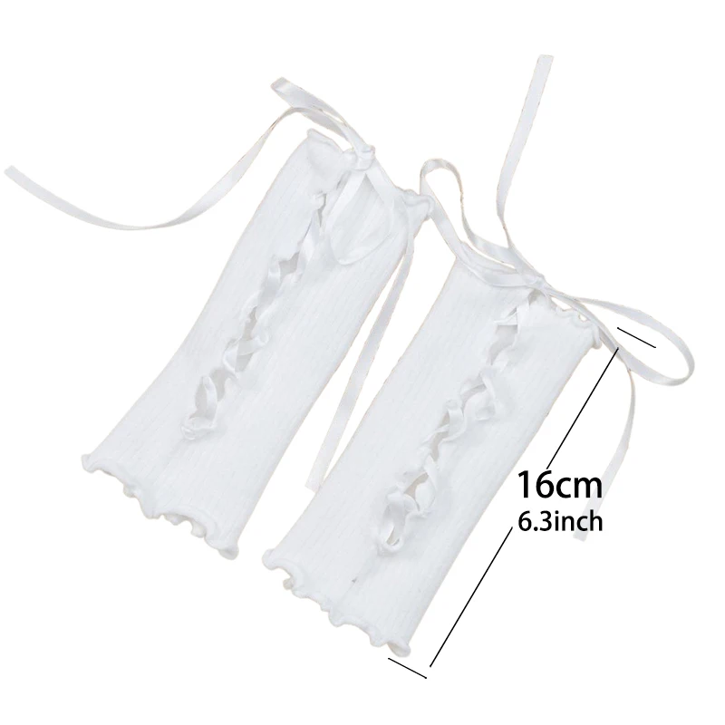 Women Elastic Ruffle Y2k Gloves Kawaii Lolita Jk Lace Fingerless Glove Black Gothic DIY Strapping Girl Punk Clothing Accessories