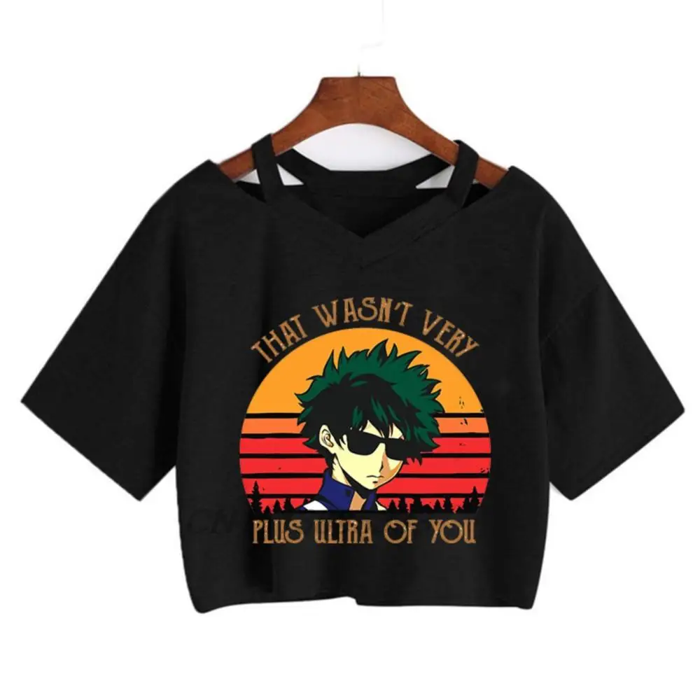 

That Wasn't Very Plus Ultra Of You Women Retro T-shirts Genshin Impact Kawaii Crop Tops Female Demon Slayer Manga Cotton TShirts