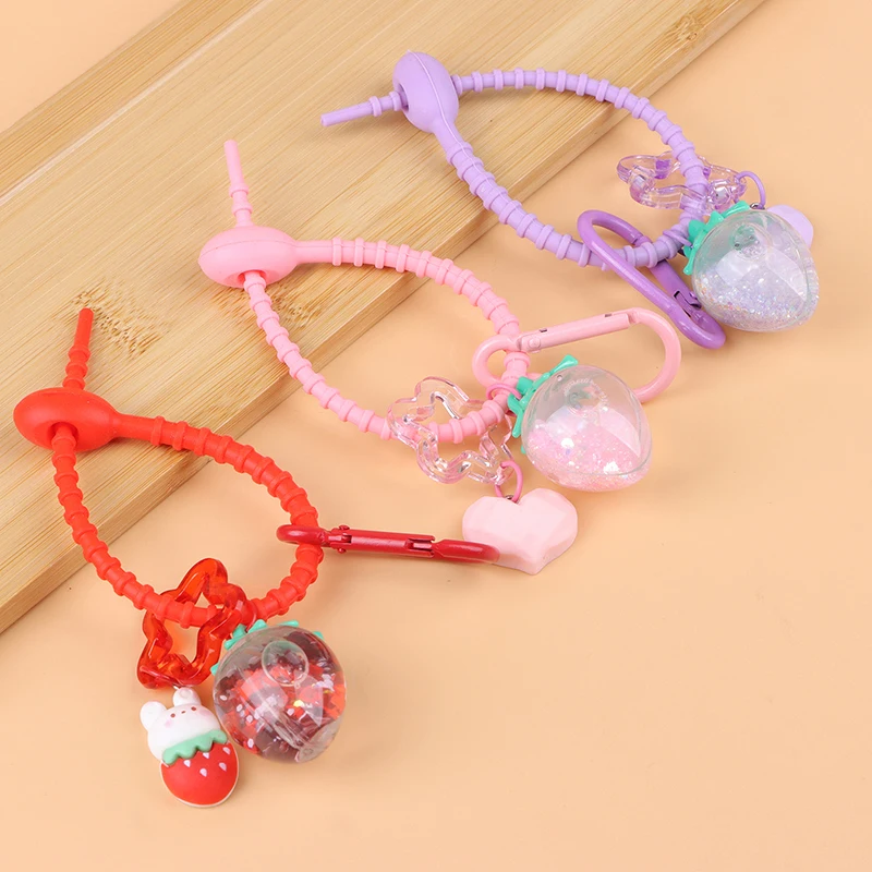

1PC Sweet Cute Strawberry Heart Keyring Exquisite Fruits Keychain Kawaii Key Holder Girls Backpack Pendant Bag Charm