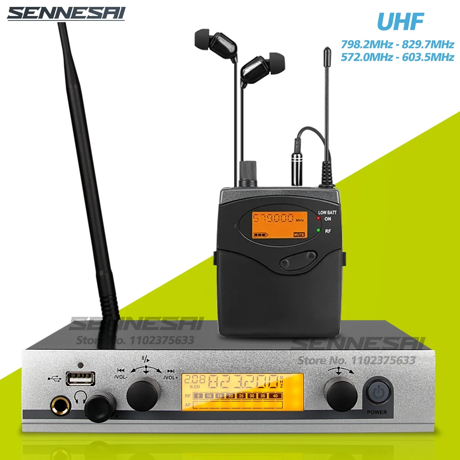 BK530 UHF Wireless In-Ear Audio Monitoring System Available In Multiple Bands For Stage,Concert And Speech Whole Metal wireless in ear monitor