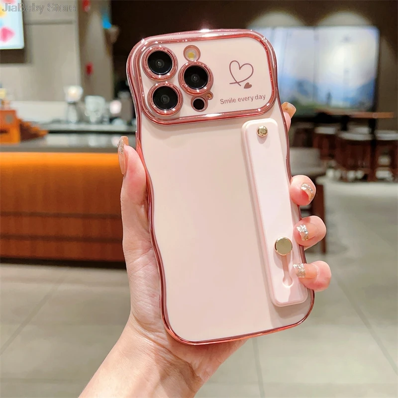 Glitter Camera Protection Luxury Jellewed Heart Holder Liquid Soft Phone Case For iPhone 11 12 13 14 15 16 Plus Pro Max Cover_voghion.com