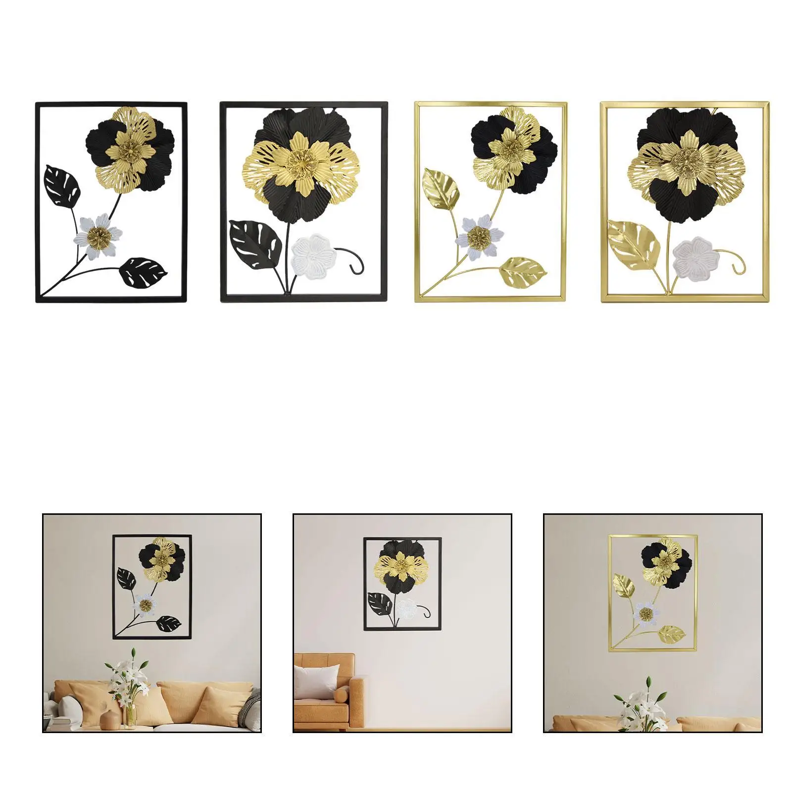 Golden Floral Wall Art Hotel Office Wedding Decoration Patio Bedroom Hallway Minimalist Line Garden Modern Wall Hanging Decor