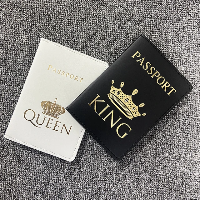 Designer Personalised Name Passport Cover King Queen Crown Case