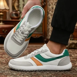 Men's Minimalist Breathable Trail Walking Shoes - Comfortable Lightweight Slip - On Sneakers - 45 (White Green)