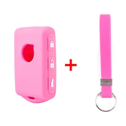 Silicone Car Key Cover & Keychain Accessory (Pink)