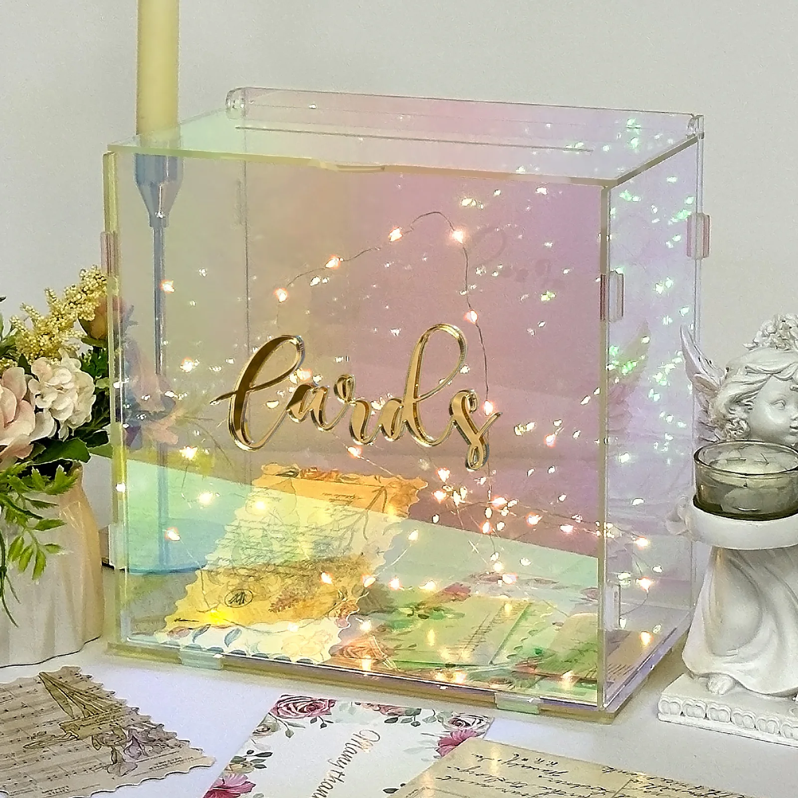 Acrylic Card Box Colorful Gift Card Box For Wedding Decorations Party Reception Anniversary Birthday Graduation