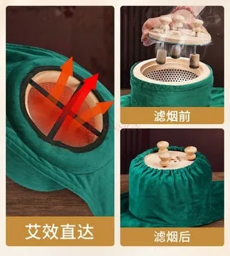 Smokeless wooden portable moxibustion moxibustion box household large tool pack abdomen waist fumigation instrument