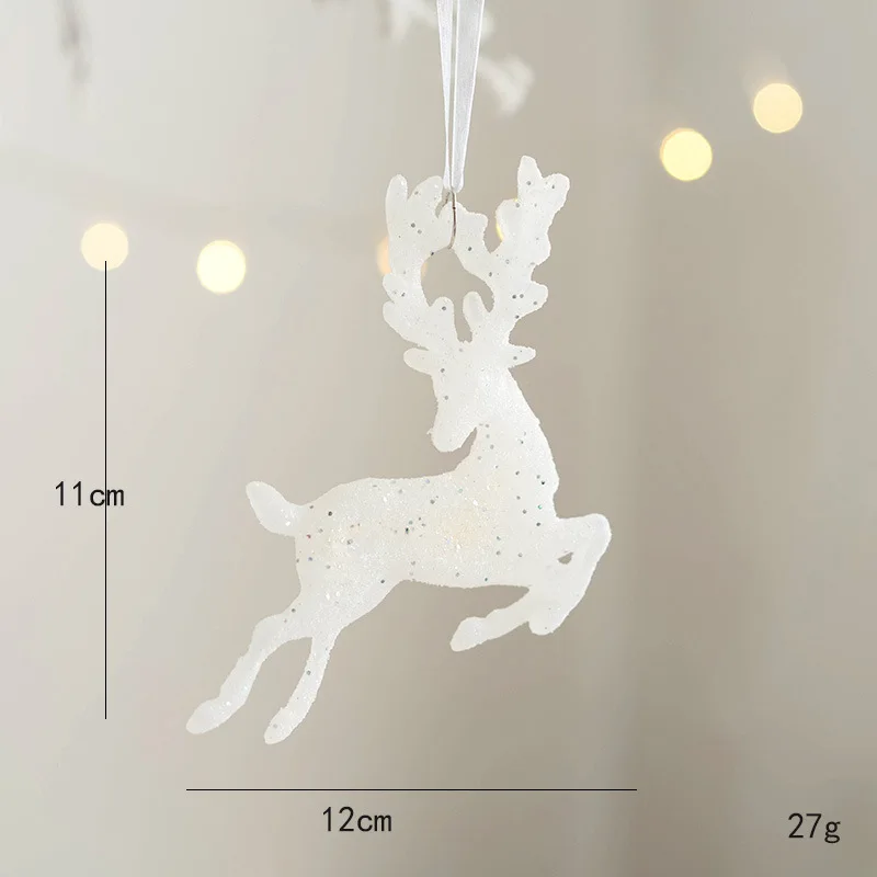 Christmas Tree Hanging Pendants Glitter Small Xmas Deer Oranments Xmas Elk Merry Christmas Decor Happy New Year White Deer christmas decorations