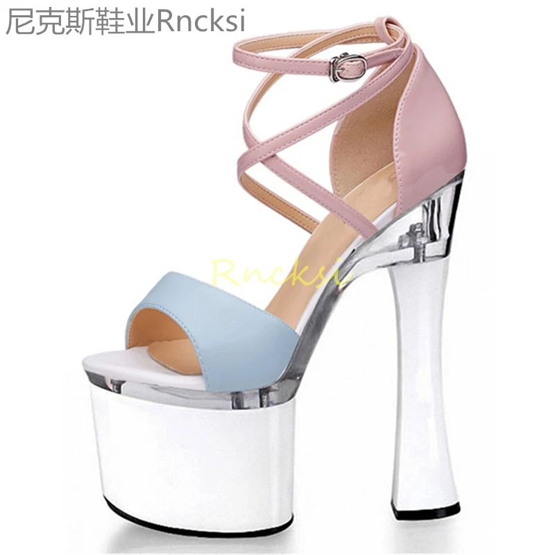 

20cm Joker high-heeled toe-leaking fashion sandals with thin heel and fishmouth sandals women's new style