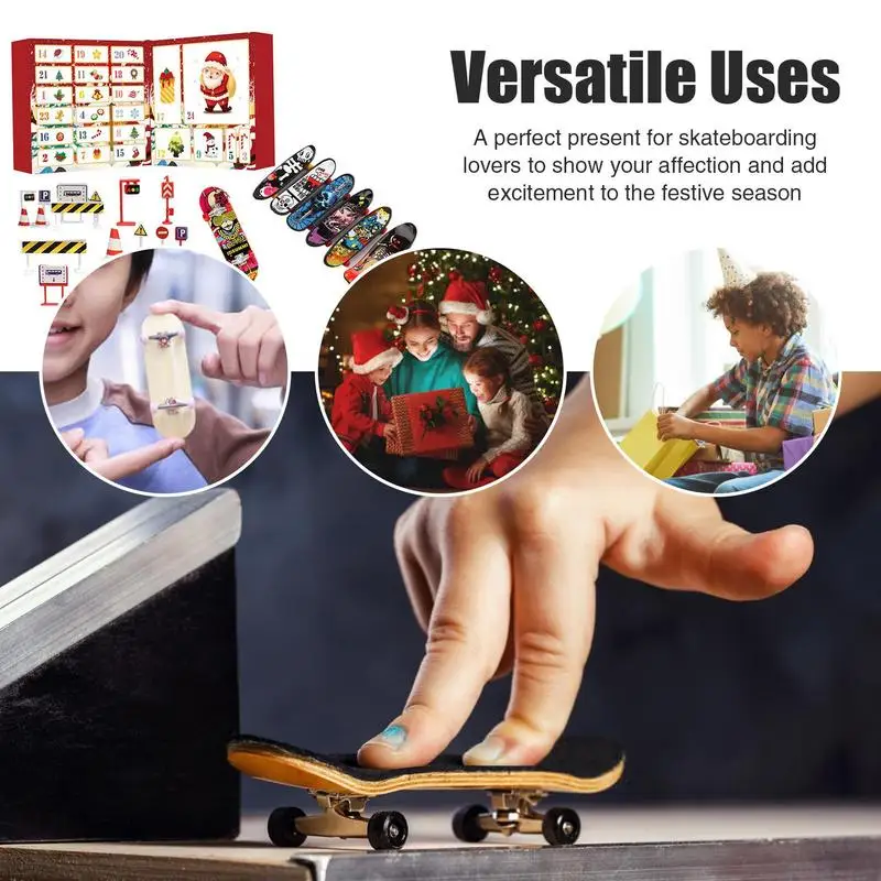Finger Skateboard Christmas Advent Calendar 24 Days Countdown Calendar Finger Skateboard Toys Set Surprise Blind Box Kids