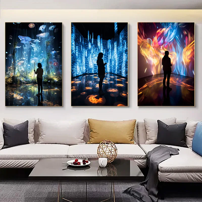 Home Decor Interior Paintings Art Museum Stop And Watches Decorazione Della Parete Poster Canvas Printing Women 1Pcs Poster For Wall