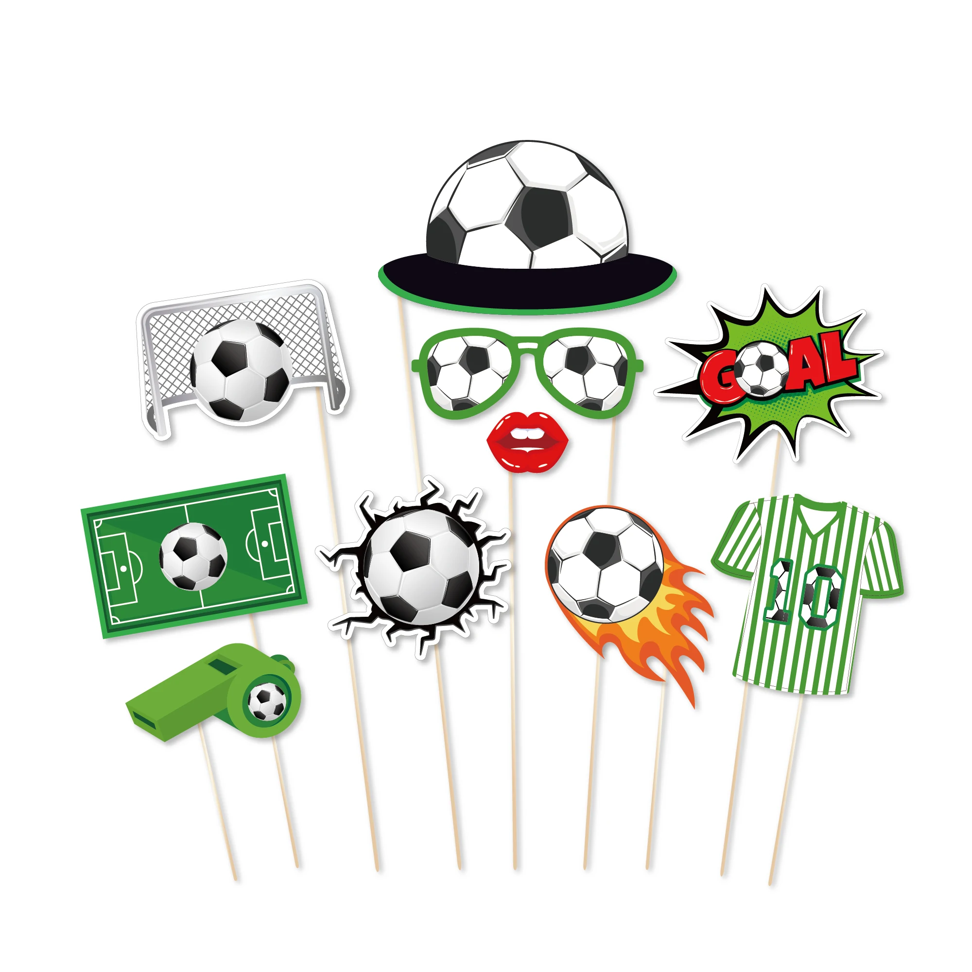 25X Soccer Game Football Sports Photo Shoot Props Supplies Party Funny DIY Glasses Lips Photo Booth Prop Birthday Backdrop Decor - 3