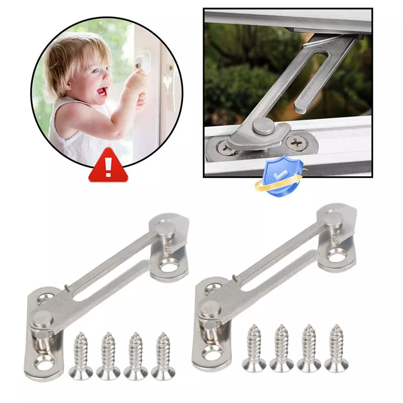 1set Lock Protector Locator Window Support Adjustable Cabinet Locks Window Protection Hook Latches Casement Blocking