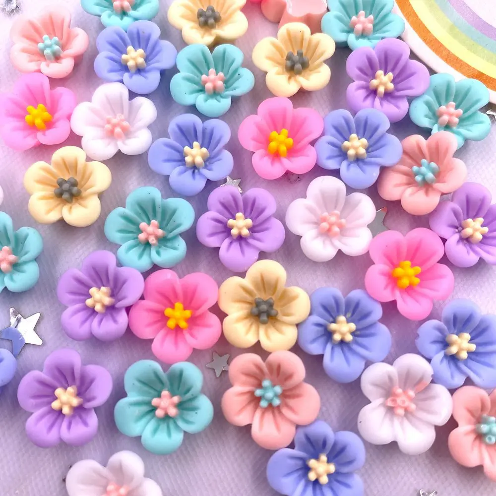 50 Colorful 14mm Resin Morning Glory Flower Gems