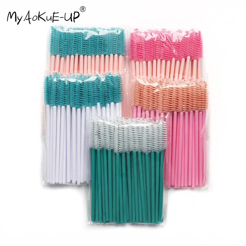 50pcs Disposable Nylon Mascara Wand Applicator Eyelash Brushes Eyelash Extension women Makeup Brush Tools