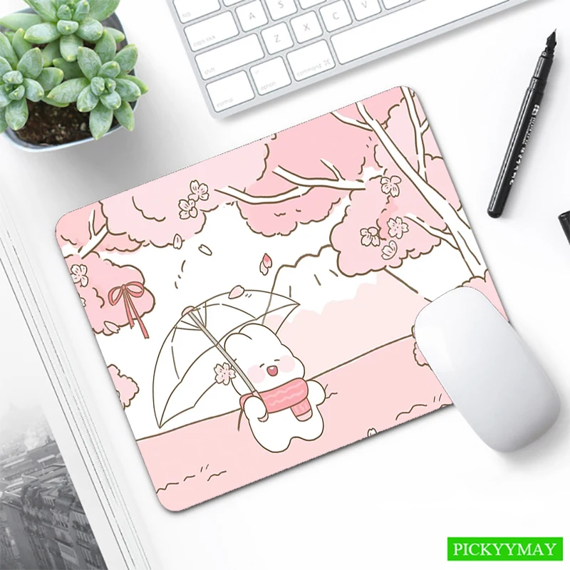 Cute Rabbit Mouse Pad Small Mausepad Kawaii Bunny Mousepad Pink Desk