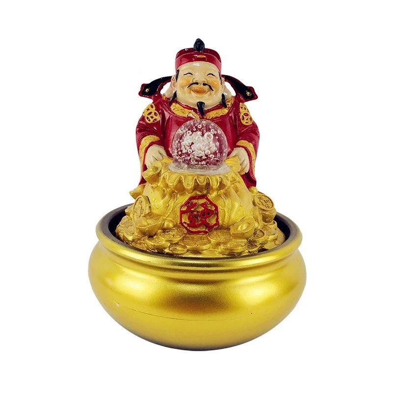 

Chinese Feng Shui Decorations Company Office Desktop God of Wealth Lucky Ornaments Indoor Small Fountain Home Air Humidifier