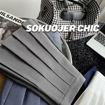 2024 New Vintage Dark Grey Mini Skirts Women Ruffles Pleated Sexy Shorts Skirts Female Fashion 2024 Streetwear Mujer Faldas 1