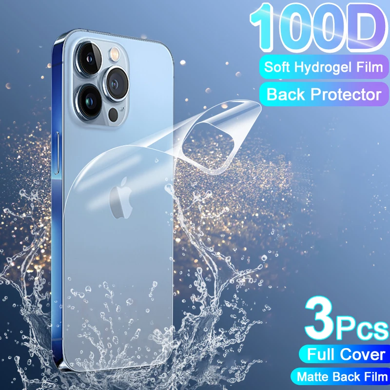 아이폰 15 14 13 12 11 프로 맥스 미니 액세서리, 풀 커버 스크린 보호대, 8 7 플러스 X XS XR SE, 매트 백 하이드로겔 필름, 3 개 