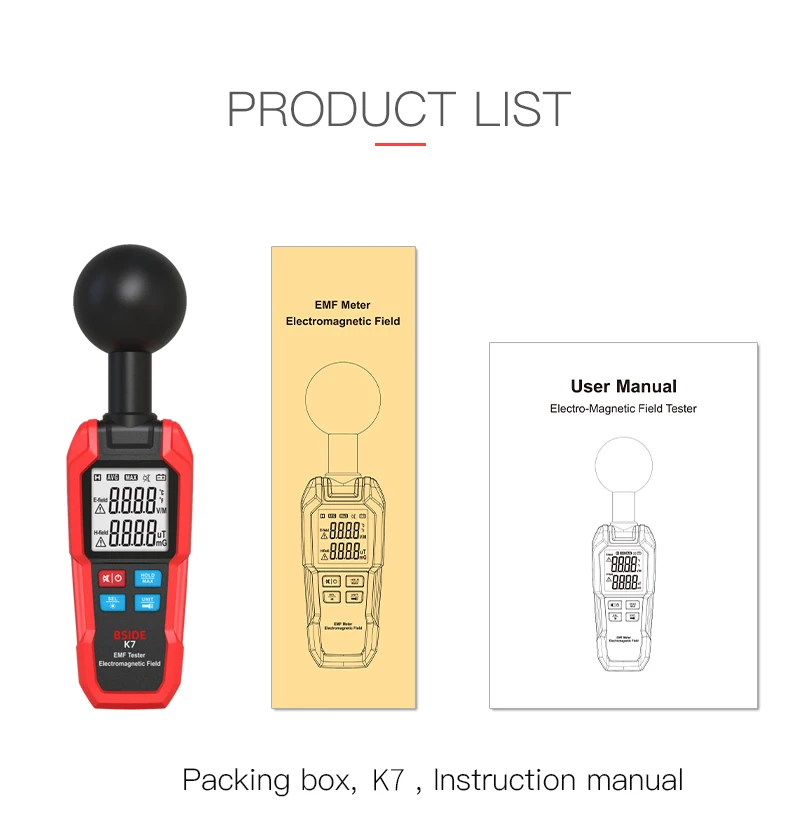 BSIDE K7 EMF Meter Electric Magnetic Field Tester Electromagnetic Wave Radiation Signal Detector WiFi 5G Search Auto Measurement images - 6