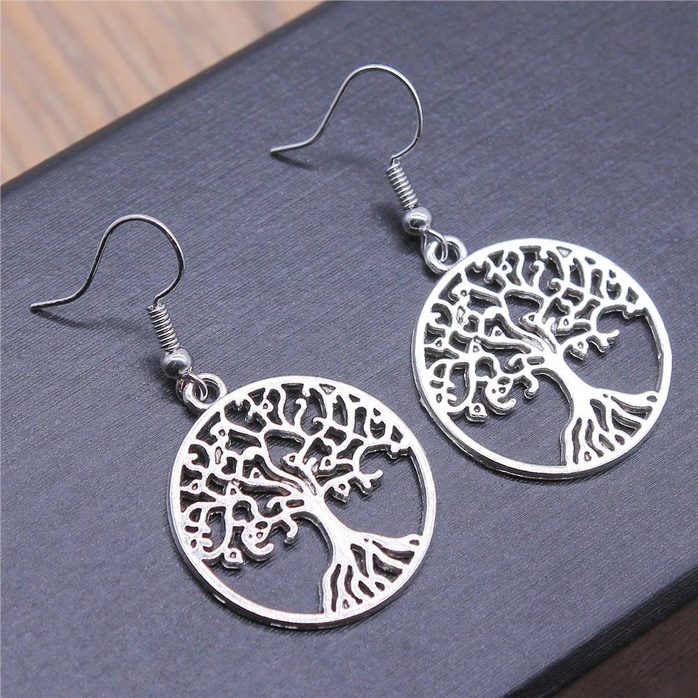 Drop Earrings Pendant Earrings Women Vintage Drop Earrings Fashion 2 Colors Tree Of Life Pendant Earrings