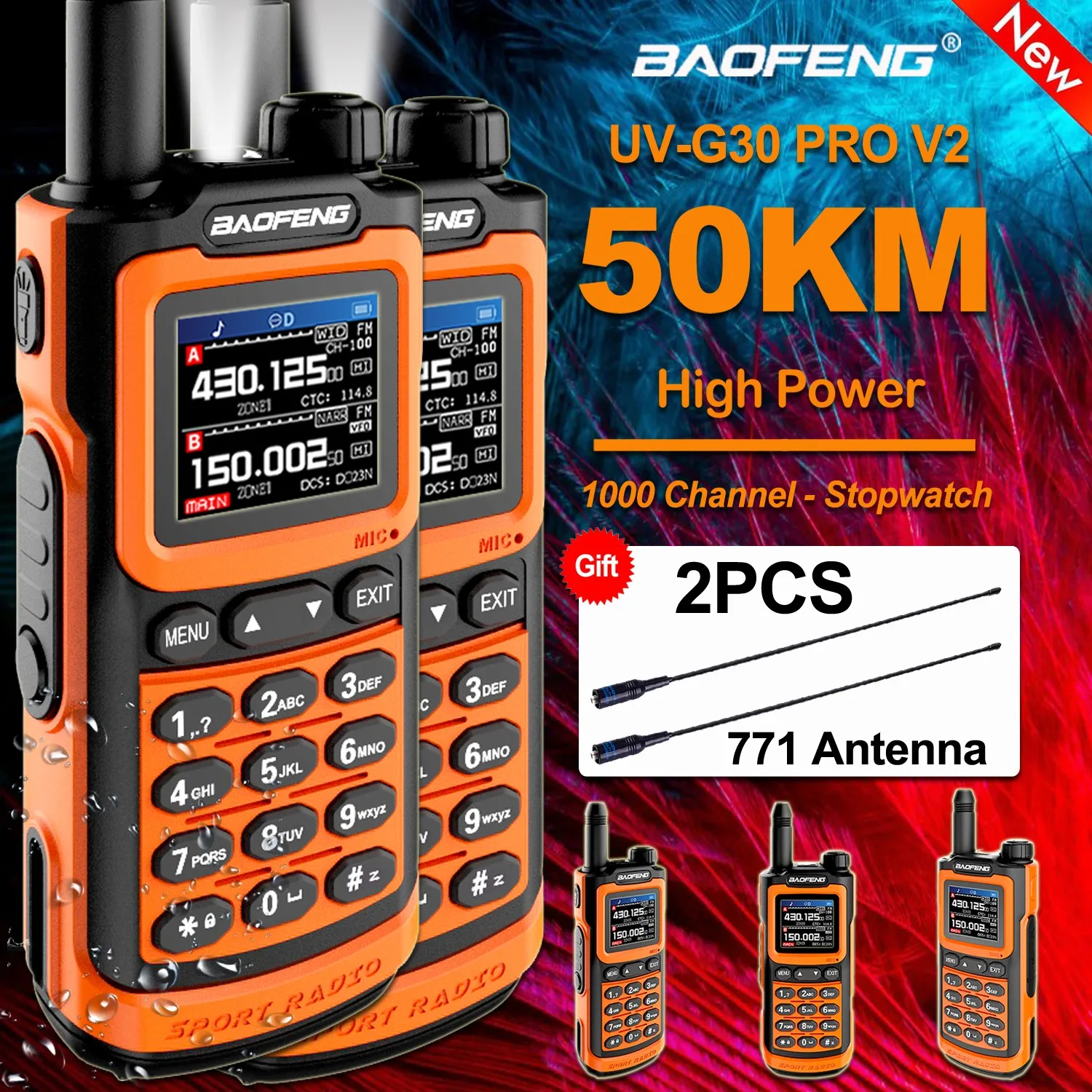 2023 Baofeng Uv-g30 Pro Talkie-walkie Longue portée Portable 1000