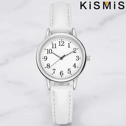 Elegant Women's Fashion Quartz Watch with Simple Dial and Slim Bracelet (White)